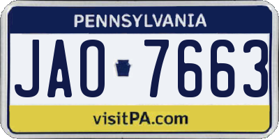 PA license plate JAO7663