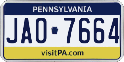 PA license plate JAO7664