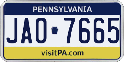 PA license plate JAO7665
