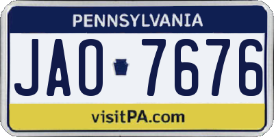 PA license plate JAO7676