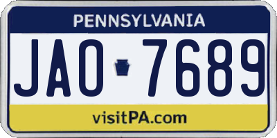 PA license plate JAO7689