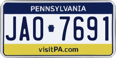 PA license plate JAO7691