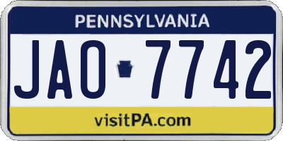 PA license plate JAO7742