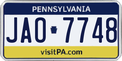 PA license plate JAO7748