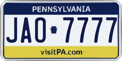 PA license plate JAO7777