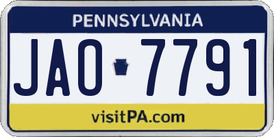 PA license plate JAO7791