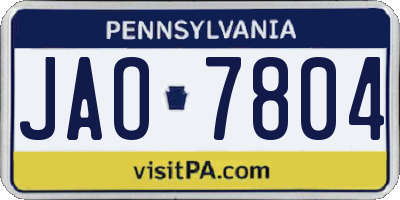 PA license plate JAO7804