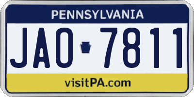 PA license plate JAO7811