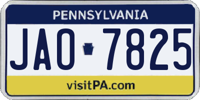 PA license plate JAO7825
