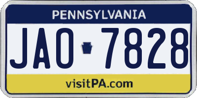 PA license plate JAO7828