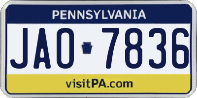 PA license plate JAO7836