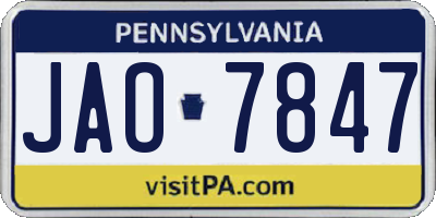 PA license plate JAO7847