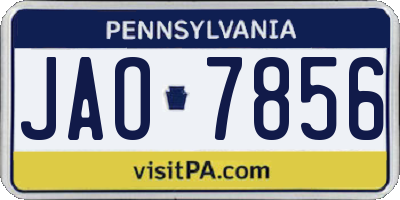 PA license plate JAO7856