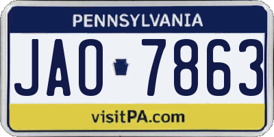 PA license plate JAO7863