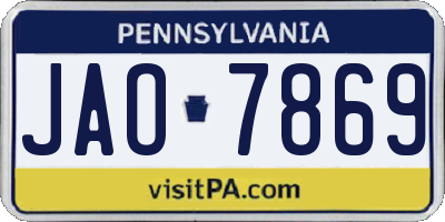 PA license plate JAO7869
