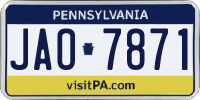 PA license plate JAO7871