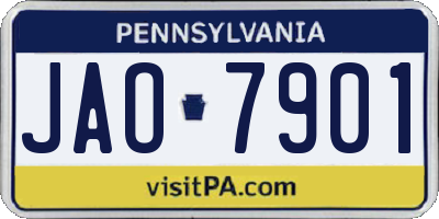 PA license plate JAO7901