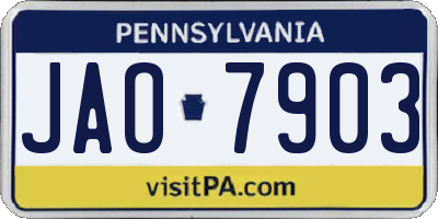 PA license plate JAO7903