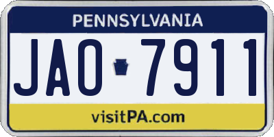 PA license plate JAO7911