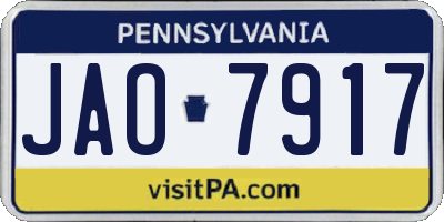 PA license plate JAO7917