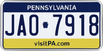 PA license plate JAO7918