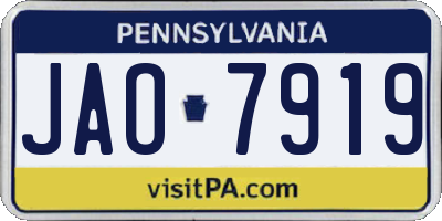 PA license plate JAO7919