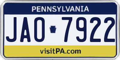 PA license plate JAO7922
