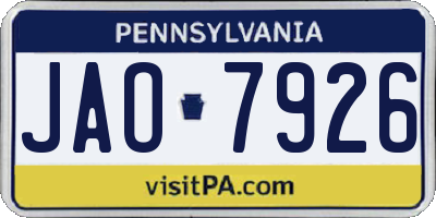 PA license plate JAO7926