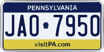PA license plate JAO7950