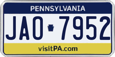 PA license plate JAO7952