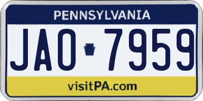 PA license plate JAO7959