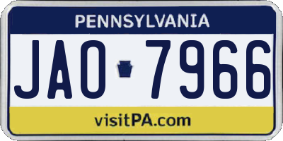 PA license plate JAO7966