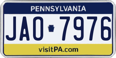 PA license plate JAO7976