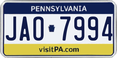 PA license plate JAO7994