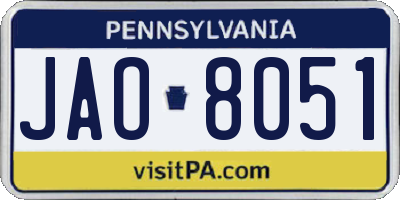 PA license plate JAO8051