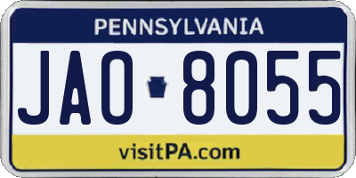 PA license plate JAO8055