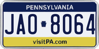 PA license plate JAO8064