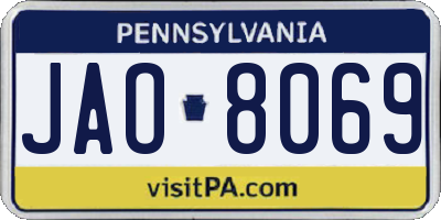 PA license plate JAO8069