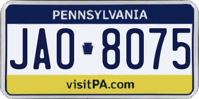 PA license plate JAO8075