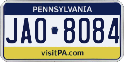 PA license plate JAO8084
