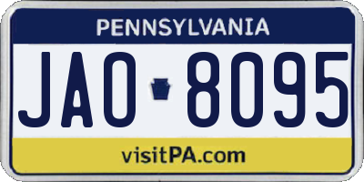 PA license plate JAO8095
