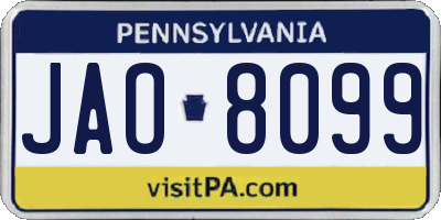 PA license plate JAO8099