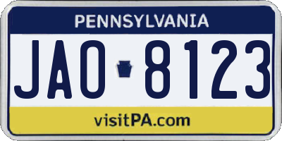 PA license plate JAO8123