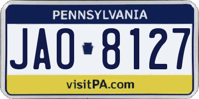 PA license plate JAO8127