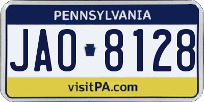 PA license plate JAO8128