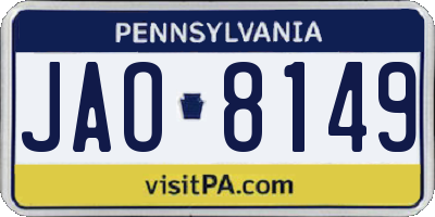 PA license plate JAO8149