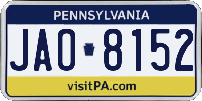 PA license plate JAO8152
