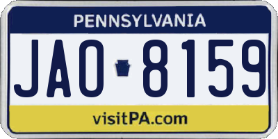 PA license plate JAO8159