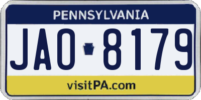 PA license plate JAO8179