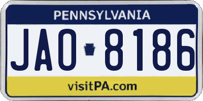 PA license plate JAO8186